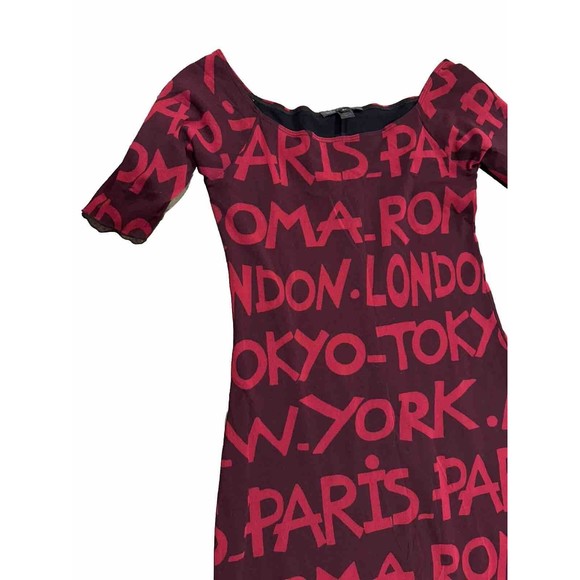 Vintage Y2K Mesh Weston Wear Dress Graffiti Tokyo Paris New York London M L - Picture 3 of 6